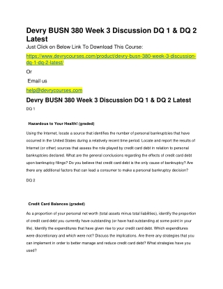 Devry BUSN 380 Week 3 Discussion DQ 1 & DQ 2 Latest