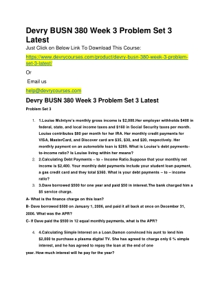 Devry BUSN 380 Week 3 Problem Set 3 Latest