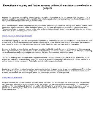 Fantastic finding out and further revenue with maintenance of cellular devices