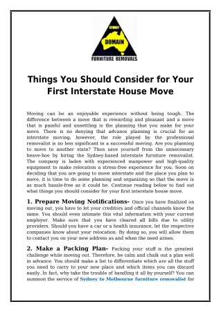 Things You Should Consider for Your First Interstate House Move