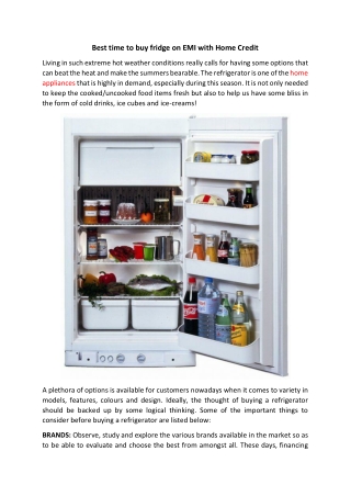 Best time to buy fridge on EMI with Home Credit