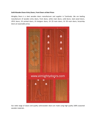Wooden main Doors best price