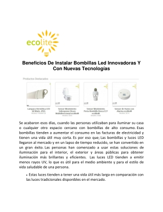 Beneficios De Instalar Bombillas Led Innovadoras Y Con Nuevas Tecnologías