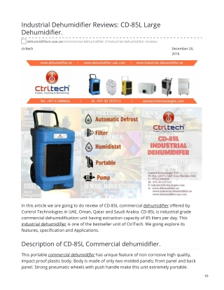 Industrial Dehumidifier Reviews: CD-85L Large Dehumidifier. #dehumidifiers