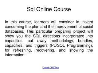 Sql Online Course | Best PL Sql Certification