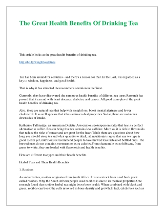 The Great Health Benefits Of Drinking Tea