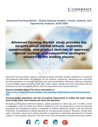 Advanced Farming Market - Global Industry Insights, Trends, Outlook, and Opportunity Analysis, 2018–2026