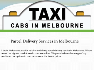 Parcel Delivery Services in Melbourne