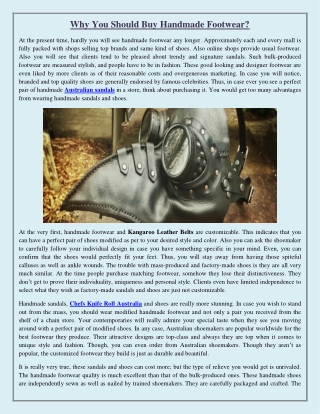 Why You Should Buy Handmade Footwear?