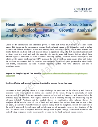 Head and Neck Cancer Market Observational Studies by Top Companies to 2026