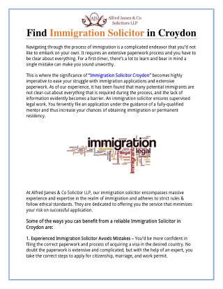 Find Immigration Solicitor in Croydon