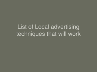 List of Local advertising techniques that will work