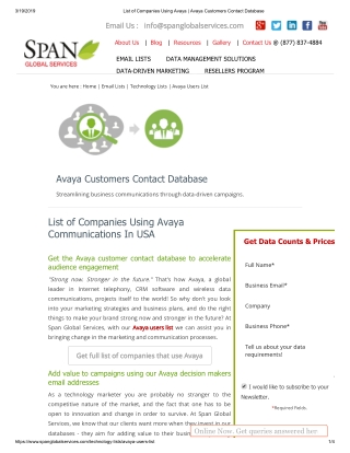 Avaya Customers Mailing List - Span Global Services