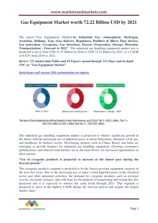 Gas Equipment Market by Industrial Gas Type Global Forecast 2021 | MarketsandMarkets