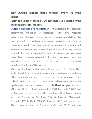 With Outlook support phone number remove its email issues