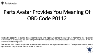 Parts Avatar Gives You Meaning Of OBD Code P0112