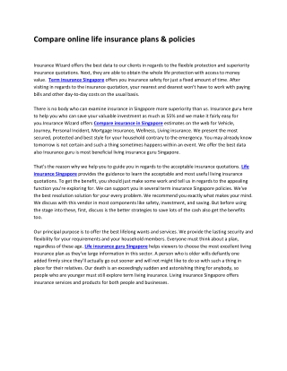 Compare online life insurance plans & policies