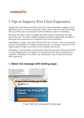 5 Tips to Improve Post Click Experience