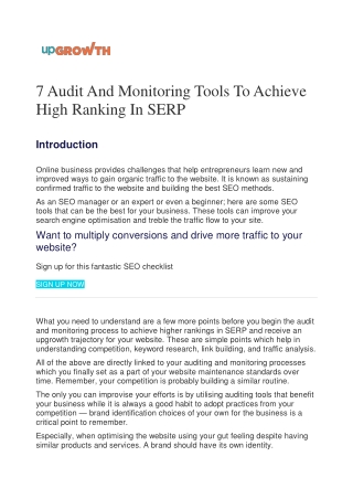 7 Audit And Monitoring Tools To Achieve High Ranking In SERP