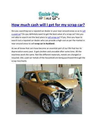 How much cash will I get for my scrap car in Auckland?