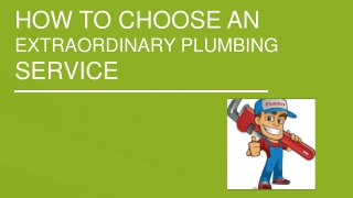 How to Choose an Extraordinary Plumbing Service