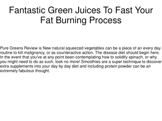 Fantastic Green Juices To Fast Your Fat Burning Process