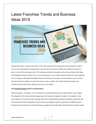 Latest Franchise Trends and Business Ideas 2019