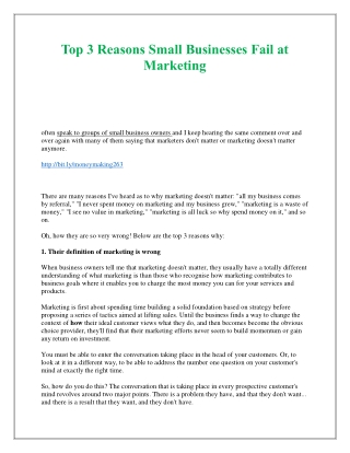 Top 3 Reasons Small Businesses Fail at Marketing