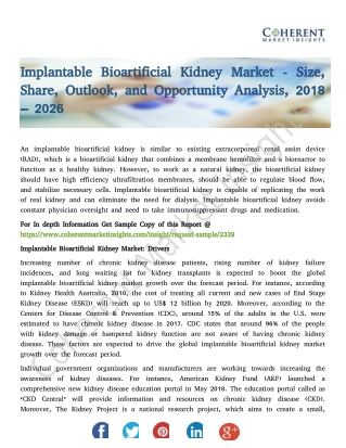 Implantable Bioartificial Kidney Market - Size, Share, Outlook, and Opportunity Analysis, 2018 – 2026