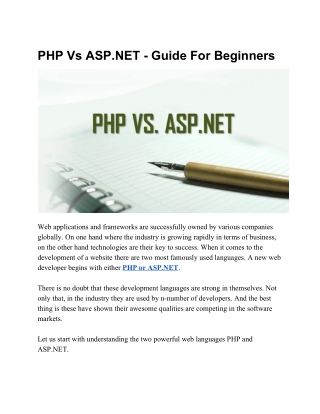 PHP Vs ASP.NET - Guide For Beginners
