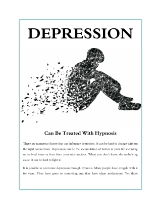 Depression can be Treated with Hypnosis