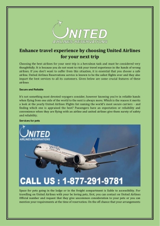 Enhance travel experience by choosing United Airlines for your next trip