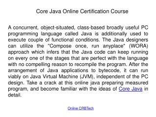 Core Java Online Course | Core Java Programming Certification