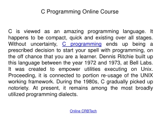 C Programming Online Course | Best C Programming Certification