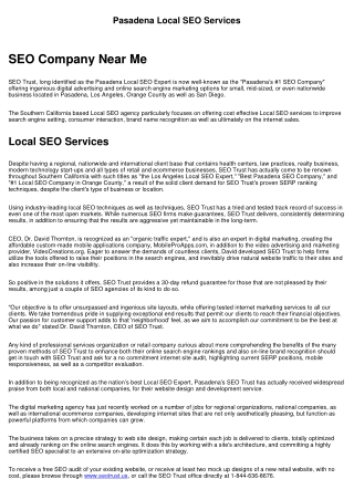 Pasadena Local SEO Company