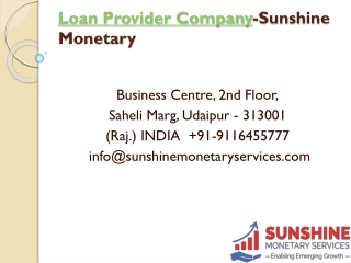 Loan Provider Company-Sunshine Monetary