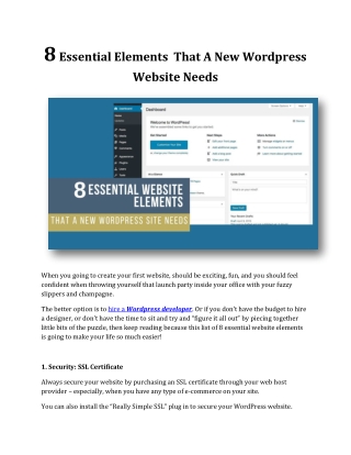 8 Essential Elements That A New Wordpress Website Needs