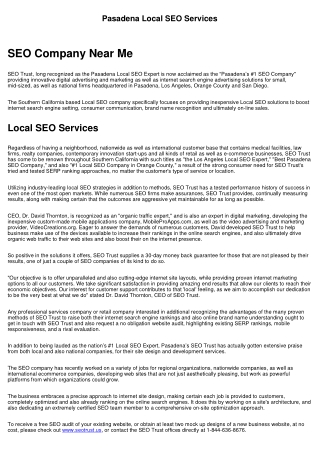 Pasadena Local SEO Company