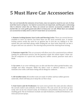 5 Must Have Car Accessories