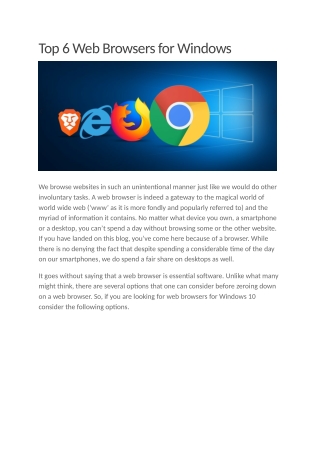 Top 6 Web Browsers for Windows