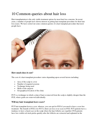 10 Common queries about hair loss