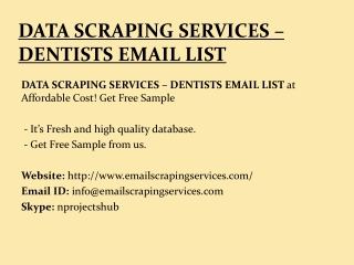 DATA SCRAPING SERVICES – DENTISTS EMAIL LIST
