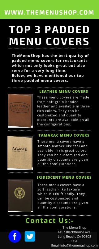 Best Padded Menu Covers | The Menu Shop