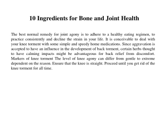 10 Ingredients for Bone and Joint Health