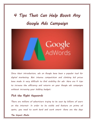 4 Tips That Can Help Boost Any Google Ads Campaign
