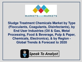 Sludge Treatment Chemicals Market by Type, by End User Industries & by Region - Global Trends & Forecast to 2020
