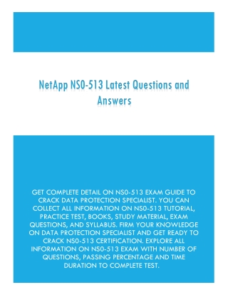 NetApp NS0-513 Latest Questions and Answers