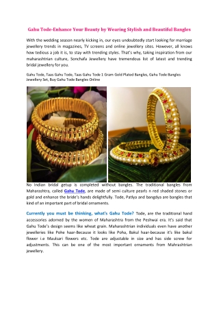 Gahu Tode-Enhance Your Beauty by Wearing Stylish and Beautiful Bangles