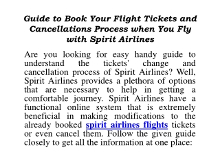 Guide to Book Your Flight Tickets and Cancellations Process when You Fly with Spirit Airlines