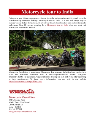 Motorcycle tour to India